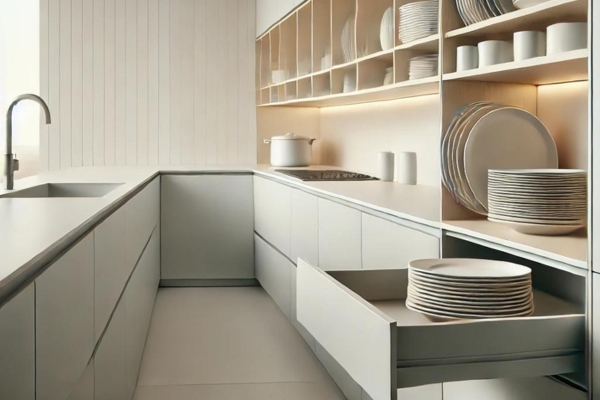 Storing Plates In A Minimalist Kitchen Design