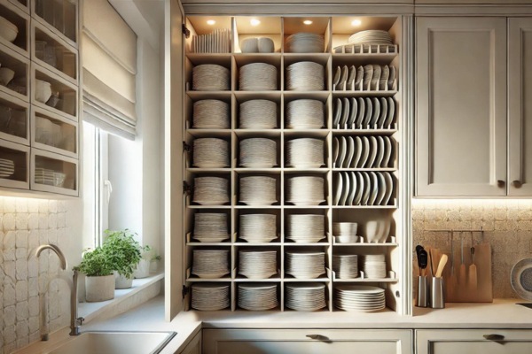 Using Plate Racks For Easier Access Organize Plates In Kitchen Cabinets