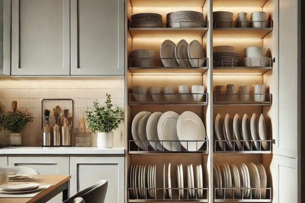 Utilizing Kitchen Cabinets For Plate Storage