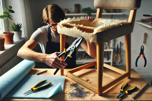 Remove The Old Fabric Reupholster Bar Stools With Backs