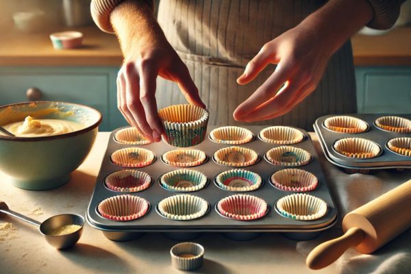 Placing Paper Cups In The Muffin Tin