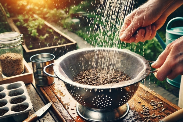 Using A Colander For Seed Cleaning