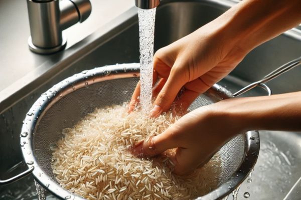 Measure And Rinse The Rice