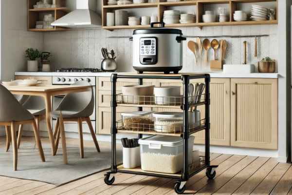 Rice Cooker on a Rolling Cart: Mobility at Its Best Put Rice Cooker In Kitchen