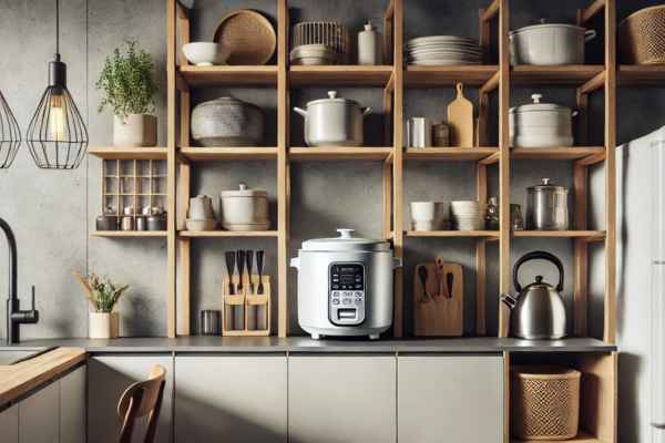 Utilizing Open Shelving for a Modern Look Put Rice Cooker In Kitchen