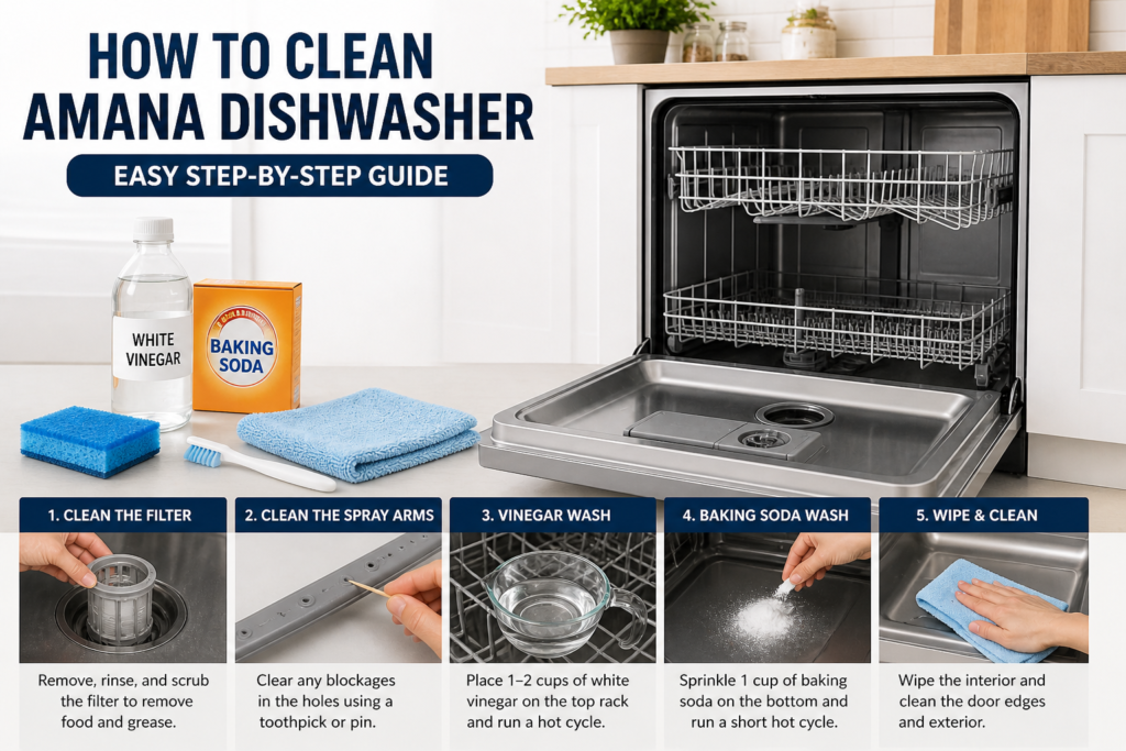 👉 how to clean Amana dishwasher